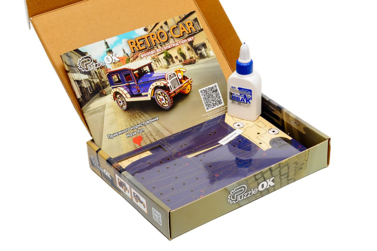 Дерев'яний 3D конcтруктор Retro car