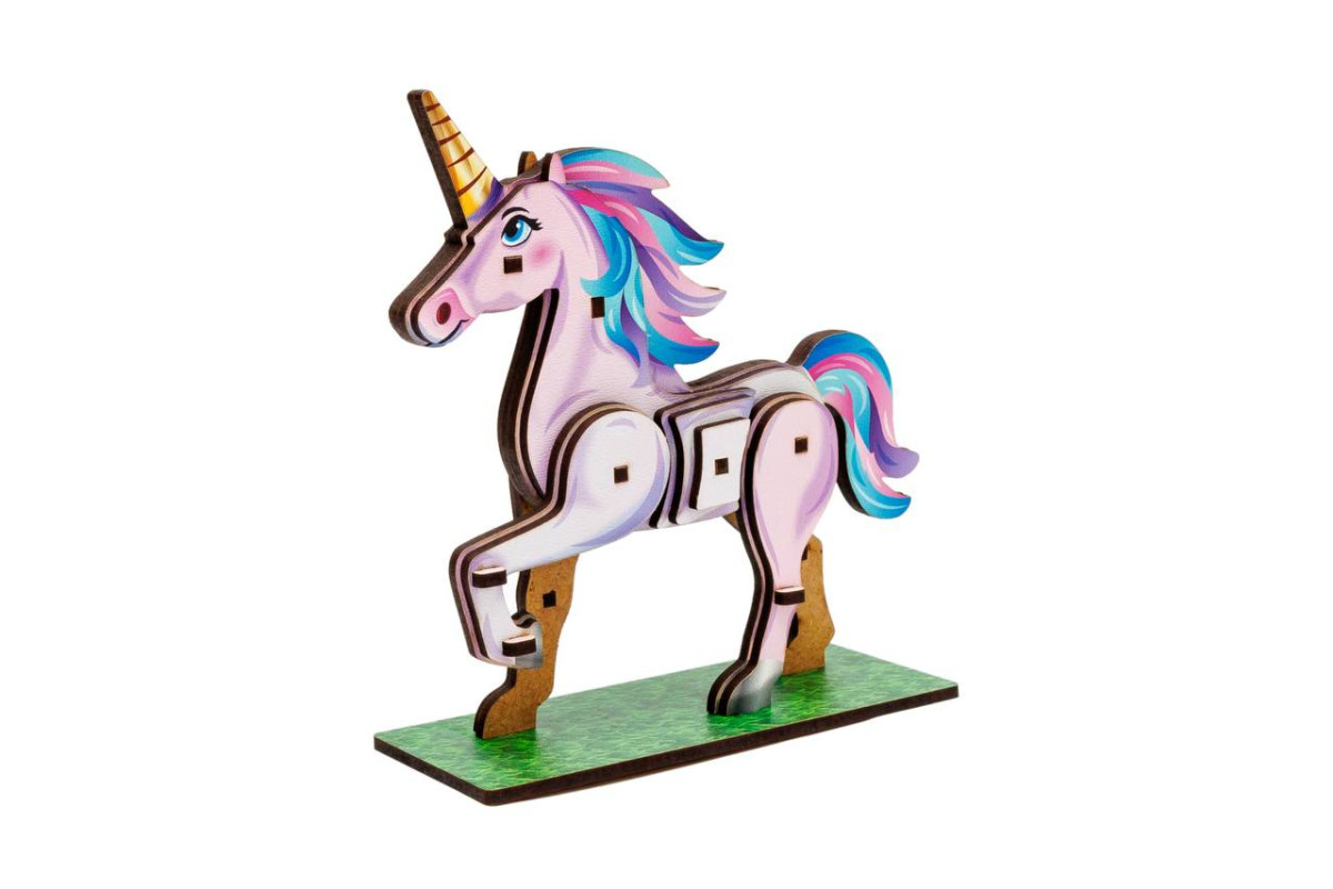Дерев'яний 3D конструктор "Turbo Unicorn"