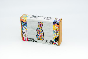 Фігурний дерев'яний пазл Зайчик побігайчик A3 в картонній упаковці