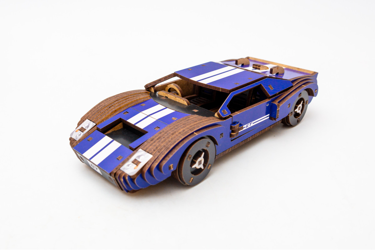 Дерев’яний 3D конструктор "Fast car Gt" синій