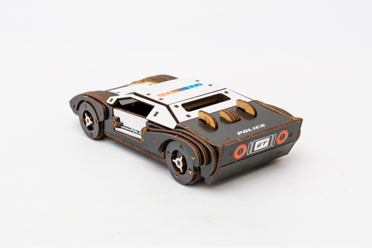 Дерев’яний 3D конструктор "Fast car Gt" білий