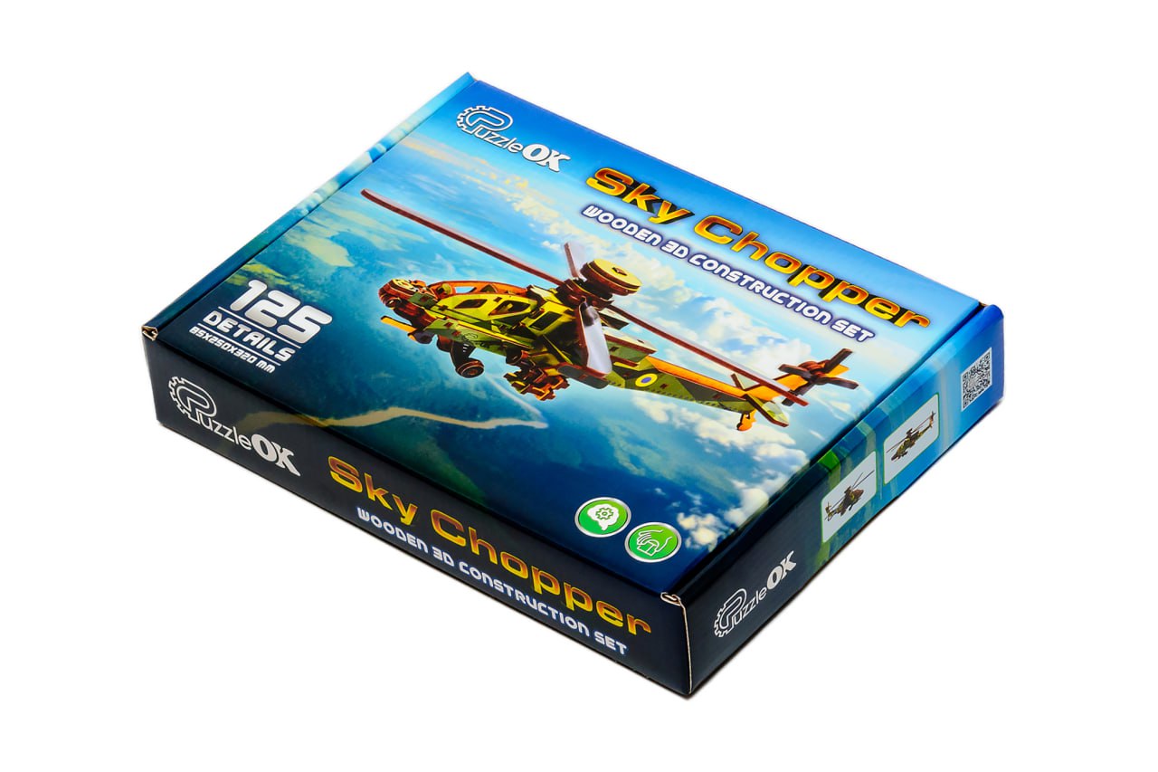 Дерев'яний 3D конcтруктор Sky Chopper