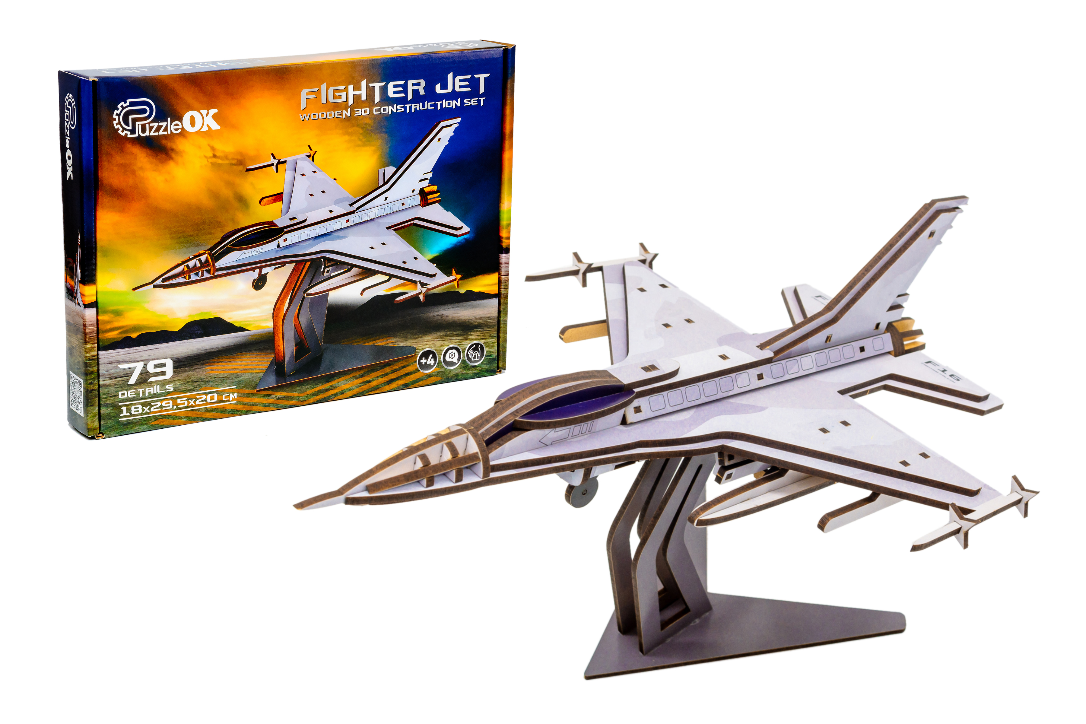 Дерев'яний 3D конструктор "F16"