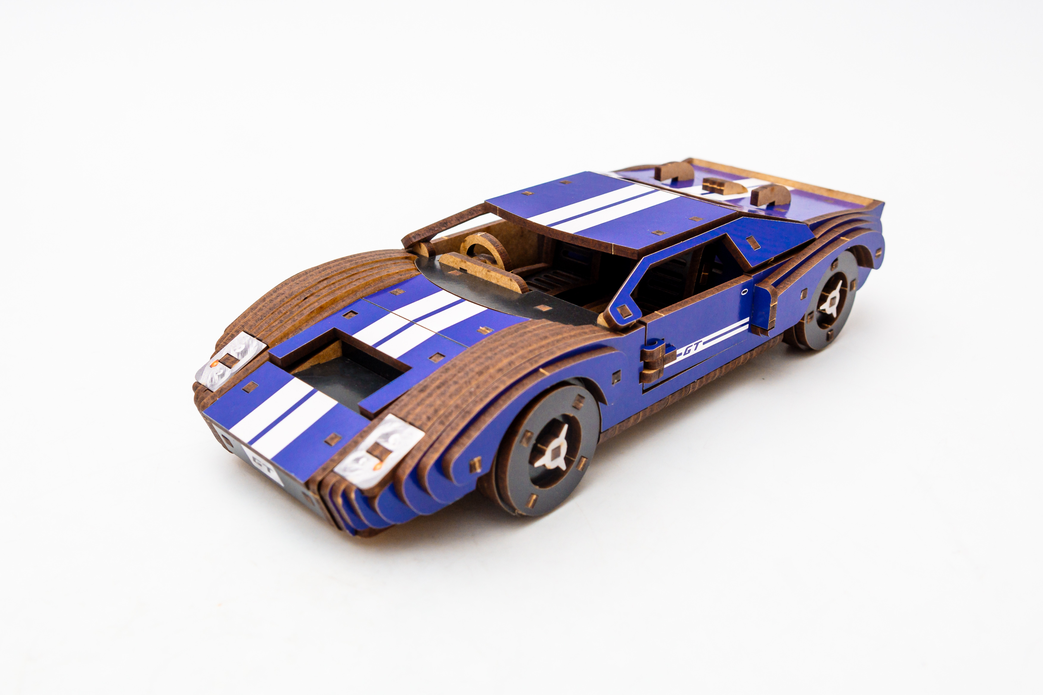 Дерев’яний 3D конструктор "Fast car Gt" синій