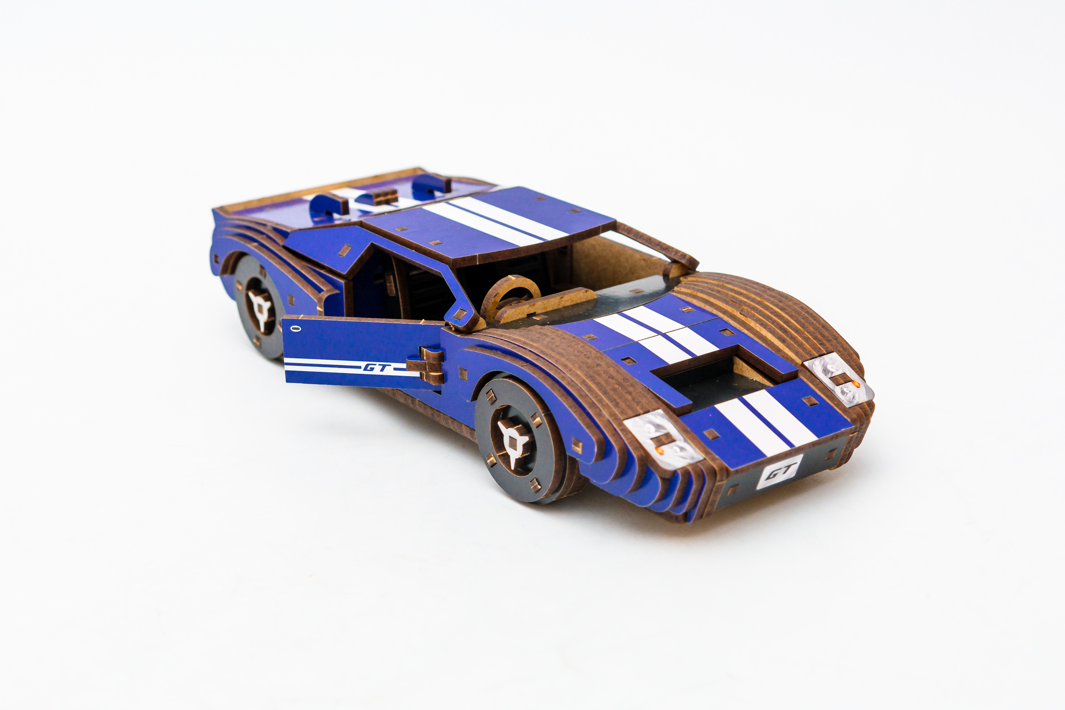 Дерев’яний 3D конструктор "Fast car Gt" синій