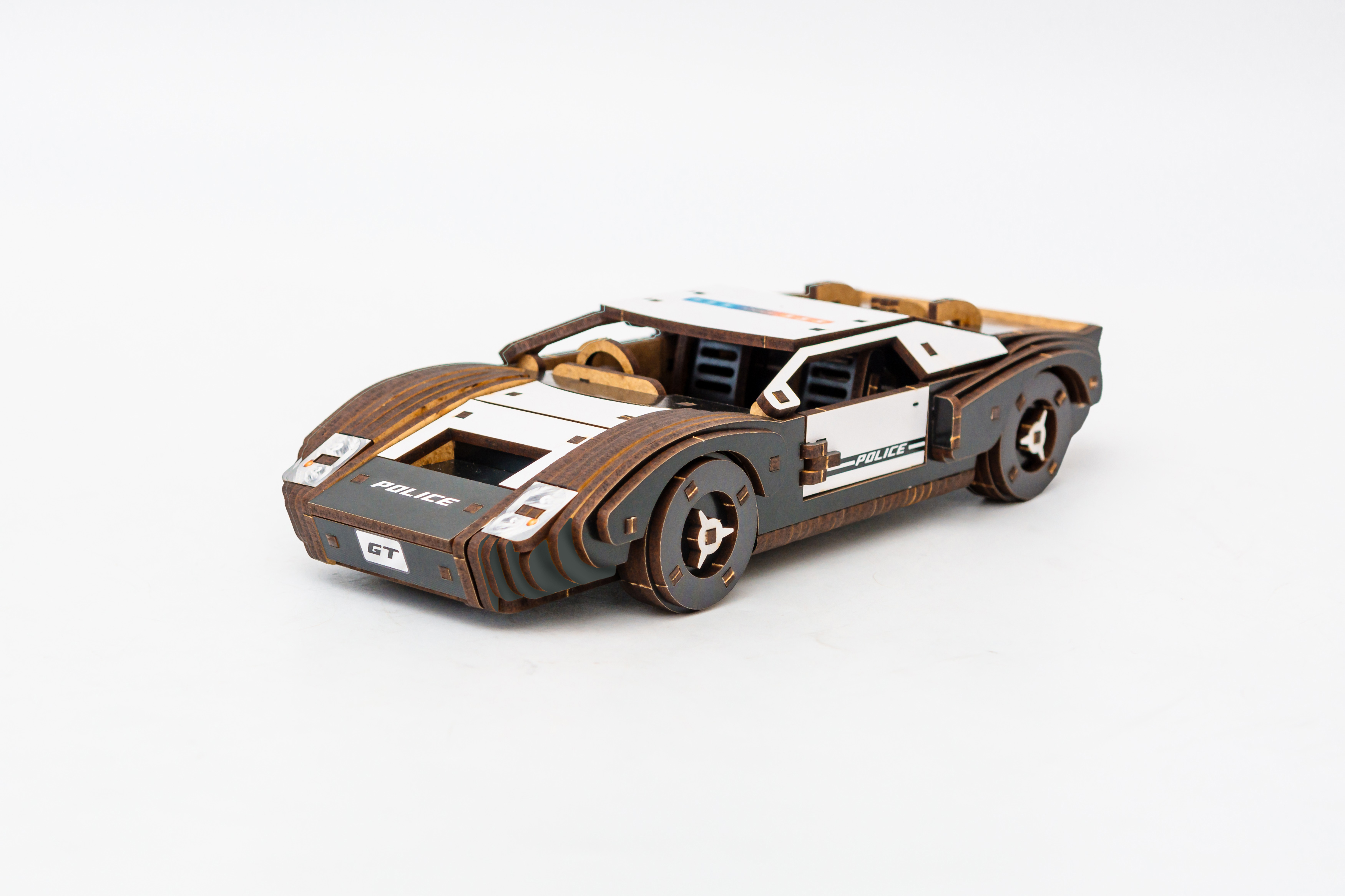 Дерев’яний 3D конструктор "Fast car Gt" білий