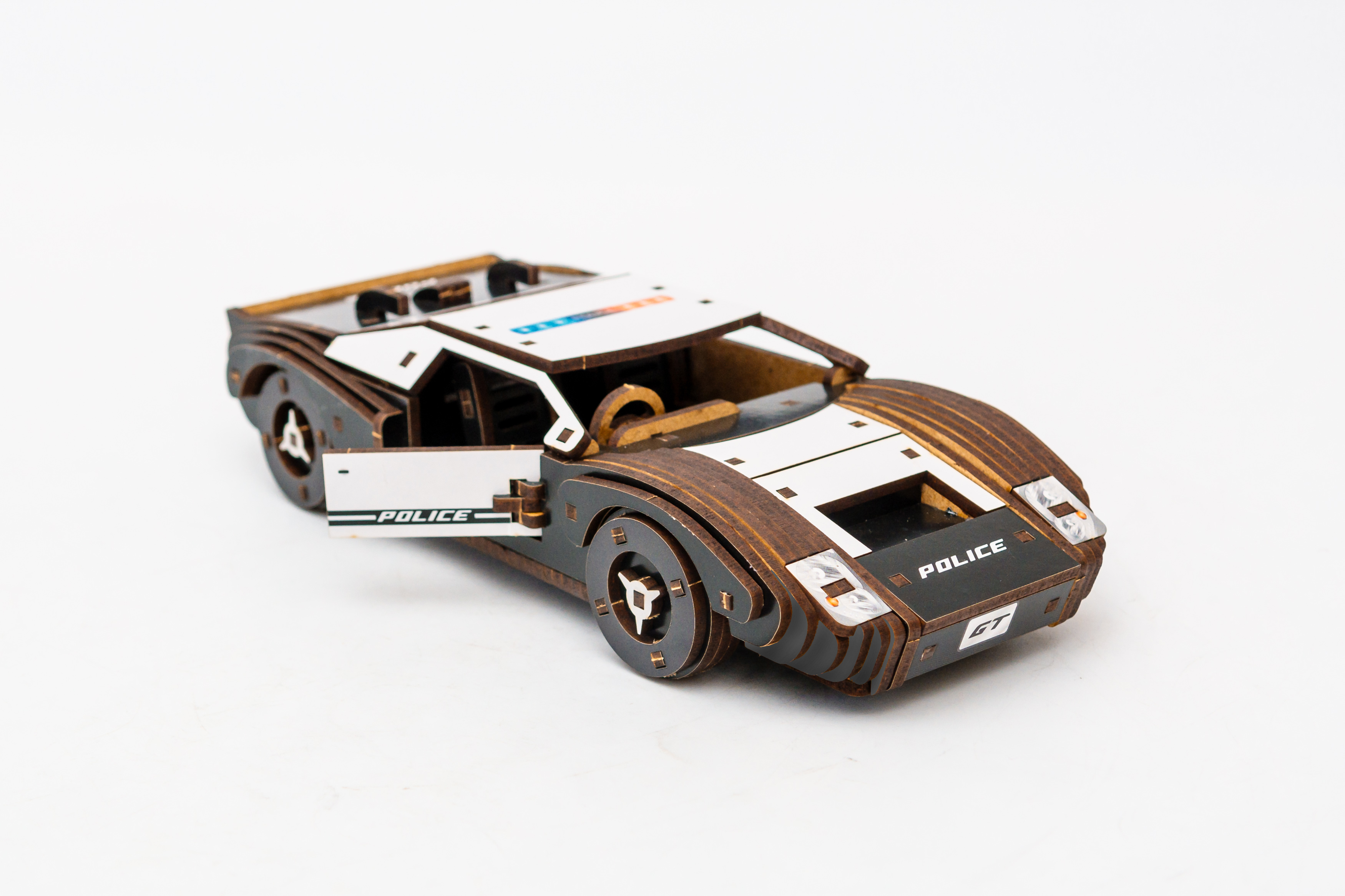 Дерев’яний 3D конструктор "Fast car Gt" білий